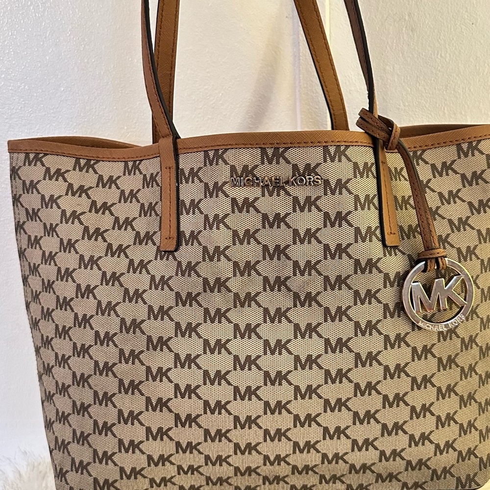 Michael Kors Tan and Brown Logo Tote